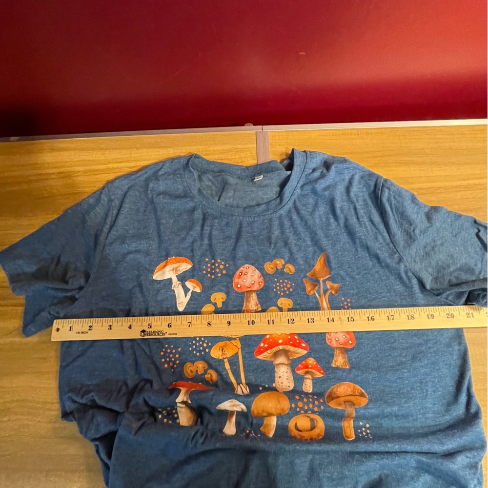 Blue T-Shirt with Mushroom Print - Picture 4 of 7